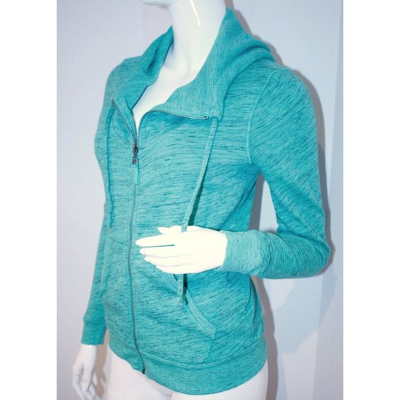 SPLENDID Zip Kangaroo Pocket GREEN Waffle Blend HOODIE Sweater JACKET XS - Picture 2 of 2